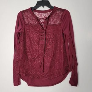 7 9 NOBO Juniors Top Tee Shirt Blouse Lace Tie EE